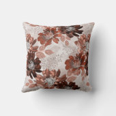 水彩茶色の灰色の花の模様。 クッション (裏面)