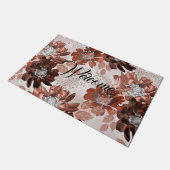 水彩茶色の灰色の花の模様。 ドアマット (アングル)