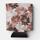 水彩茶色の灰色の花の模様。 缶クーラー (裏面)