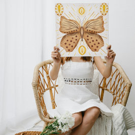 水彩茶色の蝶の太陽の天のアクセント メタルプリント