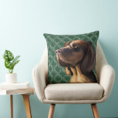 水彩茶色ピカルディスパニエル犬ドッグ顔 クッション (椅子)