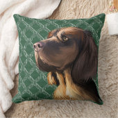 水彩茶色ピカルディスパニエル犬ドッグ顔 クッション (ブランケット)