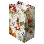 水彩茶色ピンクのウッドランド動物のパターン ミディアムペーパーバッグ (裏面アングル)