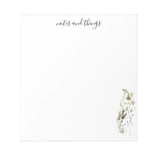 水彩茶色フクロウ ノートパッド