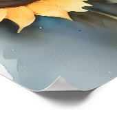 水彩茶色絵を描のクマとヒマワリ ポスター (角)