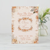 水彩茶色花の結婚式招待状おめでとう 招待状 (スタンド正面)