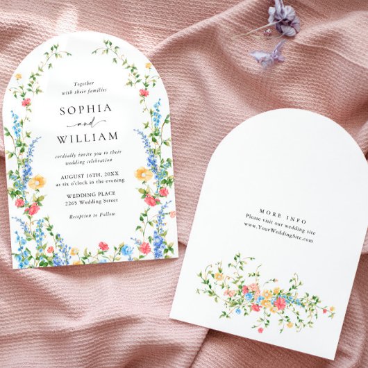 水彩草原野花波ヘミア風ウェディング 招待状