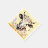 水彩草地の牛の花紙 スタンダードカクテルナプキン (角)