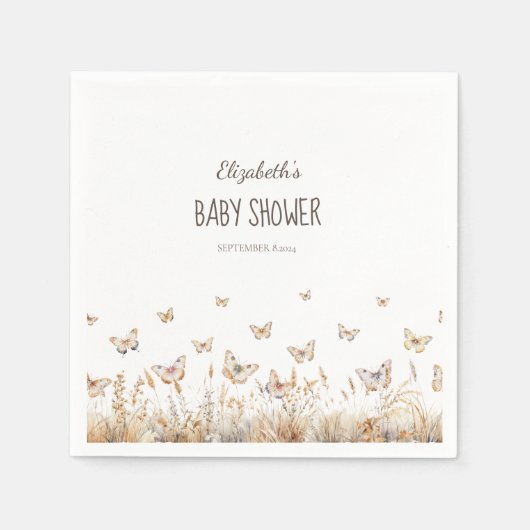 水彩草蝶 スタンダードカクテルナプキン (正面)