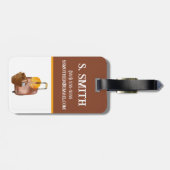 水彩荷物、ブラウン、イエローキッドのイニシャル ラゲッジタグ (裏面横)