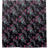 水彩菊の花フローラインクプリント シャワーカーテン (正面)