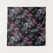 水彩菊の花フローラインクプリント タペストリー (正面(横))