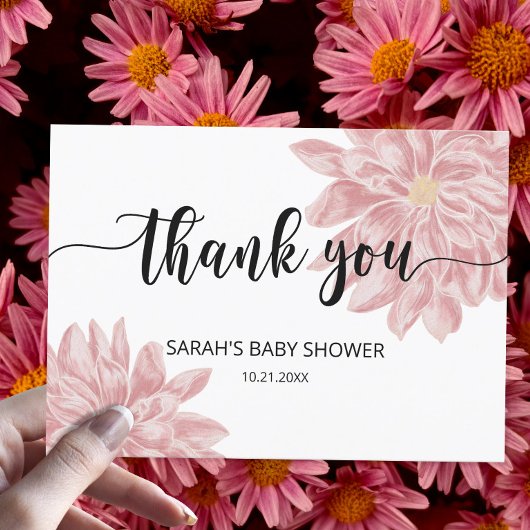 水彩菊の赤ちゃんシャワーありがとう カード