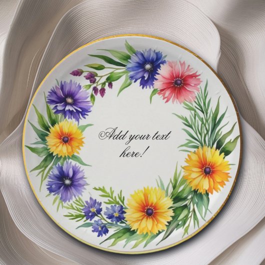 水彩菊エレガント ペーパープレート