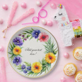 水彩菊エレガント ペーパープレート (パーティー)