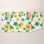 水彩菊黄色の花（グレ） バスタオル (バスタオル)