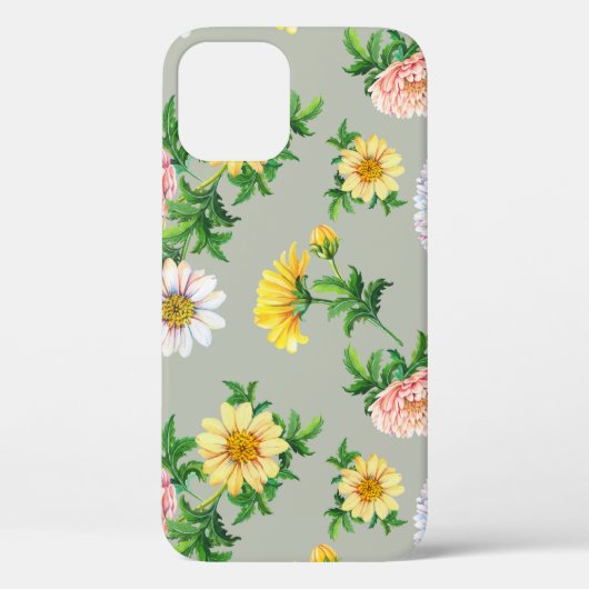 水彩菊、シームレスな花柄 Case-Mate iPhoneケース (裏面)