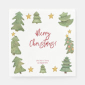 水彩華やかなクリスマスツリー スタンダードランチョンナプキン (正面)