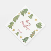 水彩華やかなクリスマスツリー スタンダードランチョンナプキン (角)