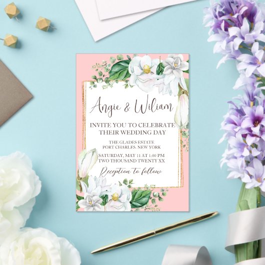 水彩華赤面結婚ズ アクリル招待状 (インサイチュ (ウェディング))