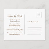 水彩落ち葉の秋の結婚式保存日付 案内ポストカード (裏面)