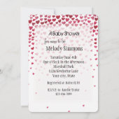 水彩落下ハートベビーシャワー 招待状 (裏面)