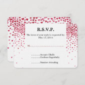 水彩落下ハート結婚式RSVP 出欠カード (正面/裏面)
