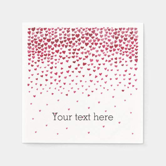 水彩落下ハート スタンダードカクテルナプキン (正面)