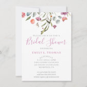 水彩落花ブライダルシャワーパープルイン 招待状 (正面)
