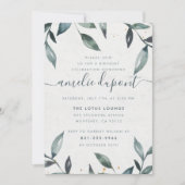 水彩葉とスクリプト |誕生日カスタムパーティー 招待状 (正面)