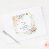 水彩葉と珊瑚とアイボリーの花 スクエアシール (封筒)