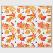 水彩葉のシームレス ラッピングペーパー (フラット)