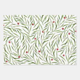 水彩葉の冬 ラッピングペーパーシート