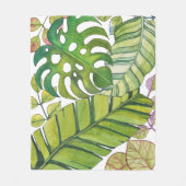 水彩葉の可愛いトロピカルフリースブランケット フリースブランケット (正面)