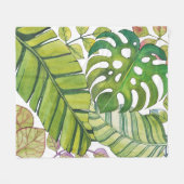 水彩葉の可愛いトロピカルフリースブランケット フリースブランケット (正面(横))