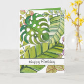 水彩葉の可愛い熱帯 カード (黄色い花)