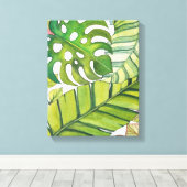 水彩葉の可愛い熱帯 キャンバスプリント (インサイチュ (ウッドフロア))