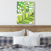 水彩葉の可愛い熱帯 キャンバスプリント (インサイチュ (寝室))
