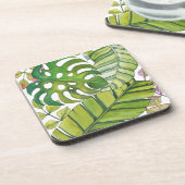 水彩葉の可愛い熱帯 コースター (左側)