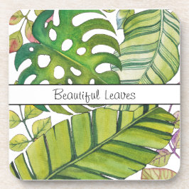 水彩葉の可愛い熱帯 コースター