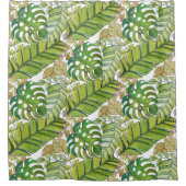 水彩葉の可愛い熱帯 シャワーカーテン (正面)