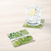 水彩葉の可愛い熱帯 スクエアペーパーコースター (インサイチュ)