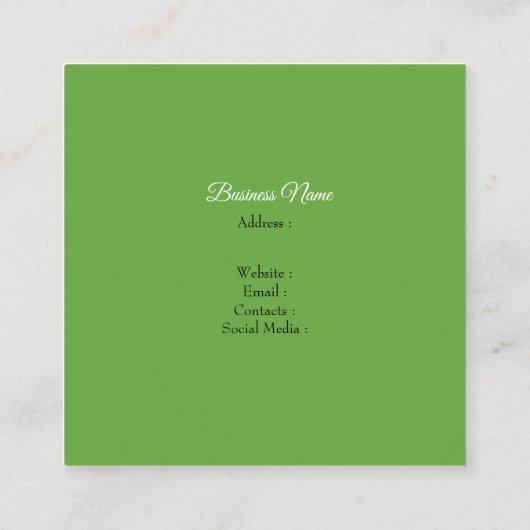 水彩葉の可愛い熱帯 スクエア名刺 (裏面)