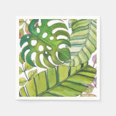 水彩葉の可愛い熱帯 スタンダードカクテルナプキン (正面)