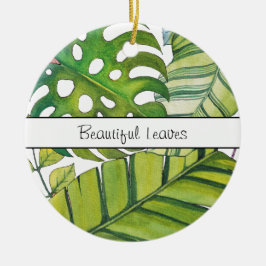 水彩葉の可愛い熱帯 セラミックオーナメント