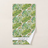 水彩葉の可愛い熱帯 バスタオルセット (ハンドタオル)