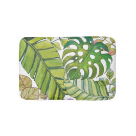 水彩葉の可愛い熱帯 バスマット