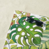 水彩葉の可愛い熱帯 ビーチタオル (インサイチュ)