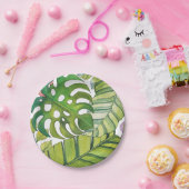 水彩葉の可愛い熱帯 ペーパープレート (パーティー)