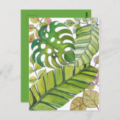 水彩葉の可愛い熱帯 ポストカード (正面/裏面)